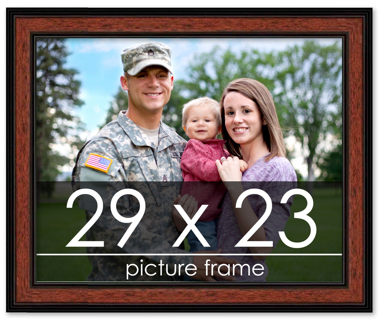 Photo Size Simple Brown Picture Frame - UV Acrylic, Foam Board Backing, Hanging Hardware